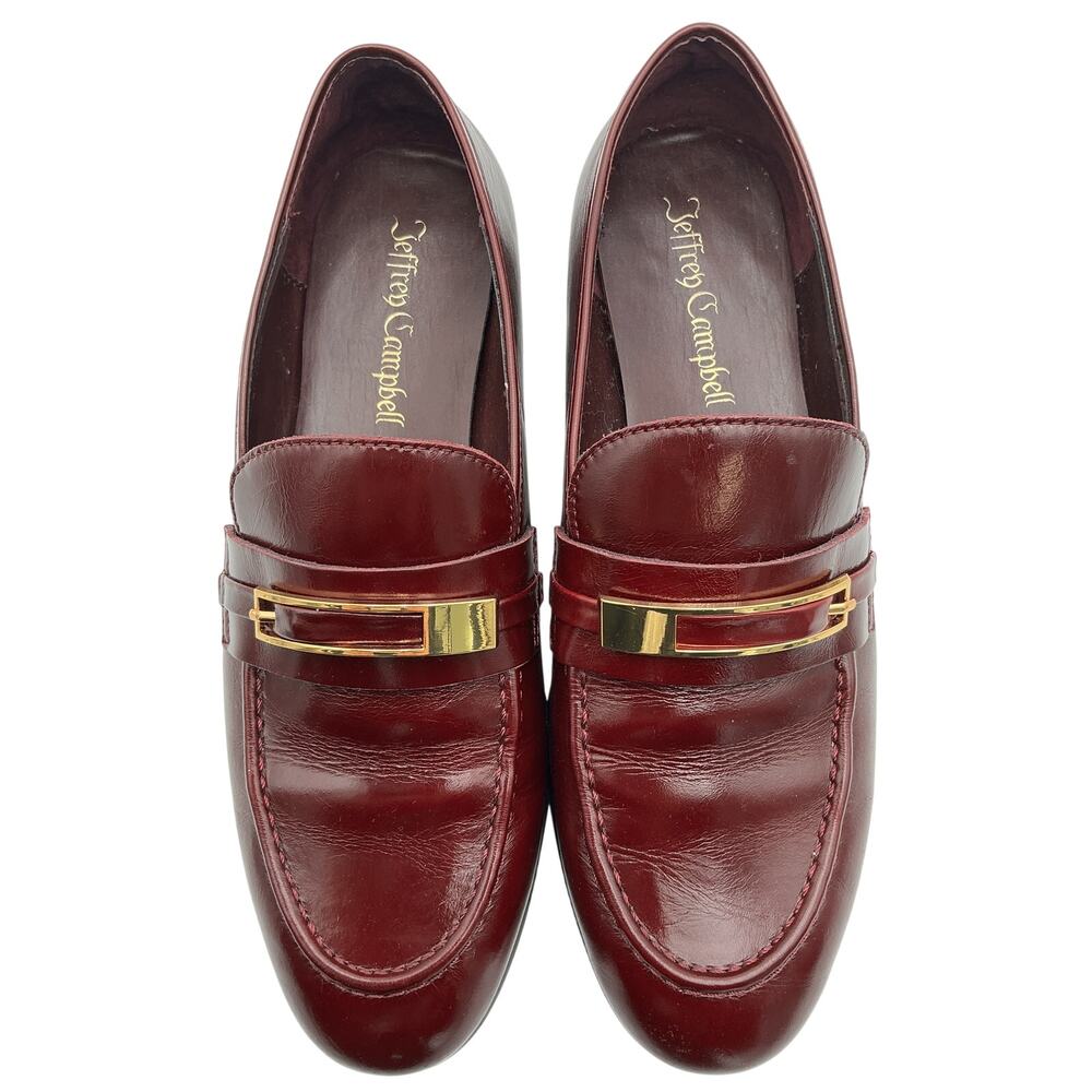 Jeffrey Campbell Polished Burgundy Loafed Loafers Size 7.5 - Picture 4 of 7